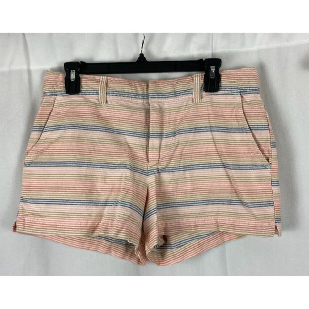 Gap Coral Striped 100%‎ Cotton Flat Front City Shorts Women's Size 8.